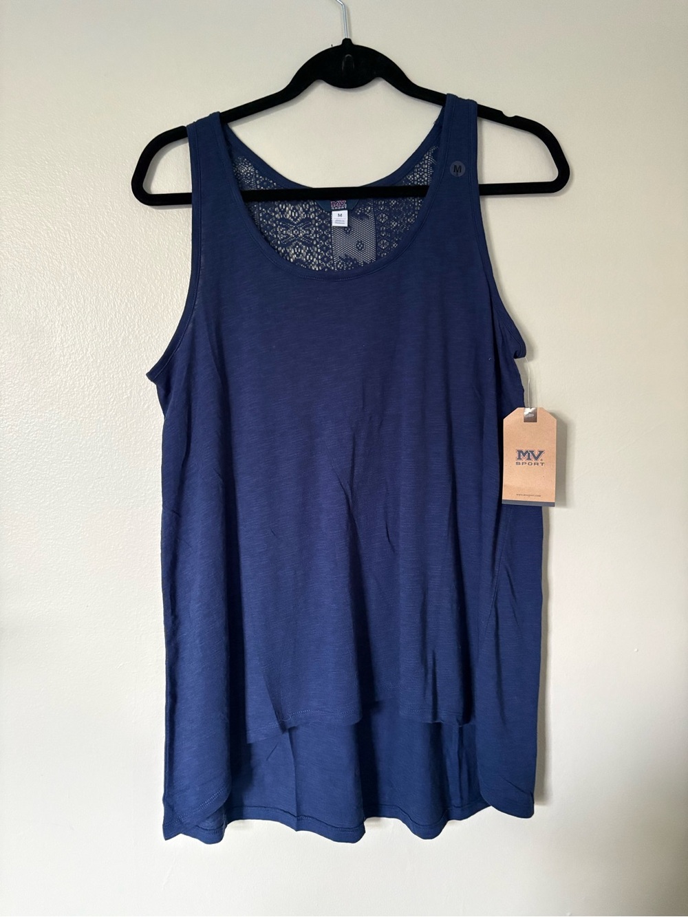 MV Sport Navy Lace Racer Back Tank NWT Size Medium